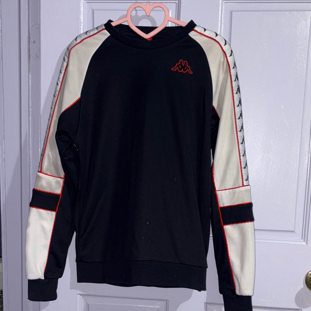 Kappa Black and Cream Sweatshirt with Red Trim